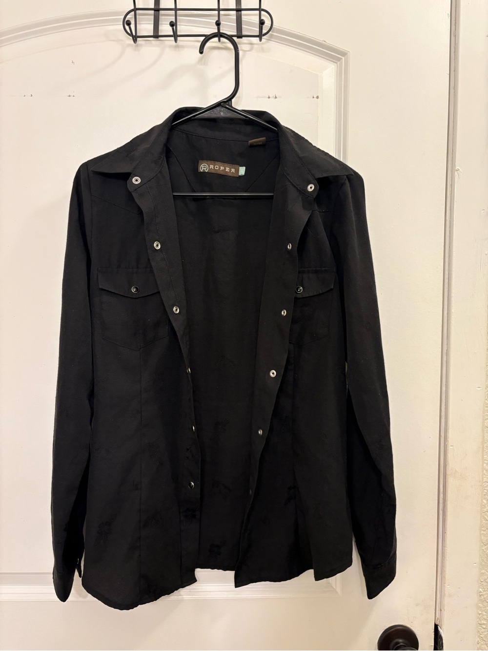 Roper Black Lightweight Pearl Snap Shirt